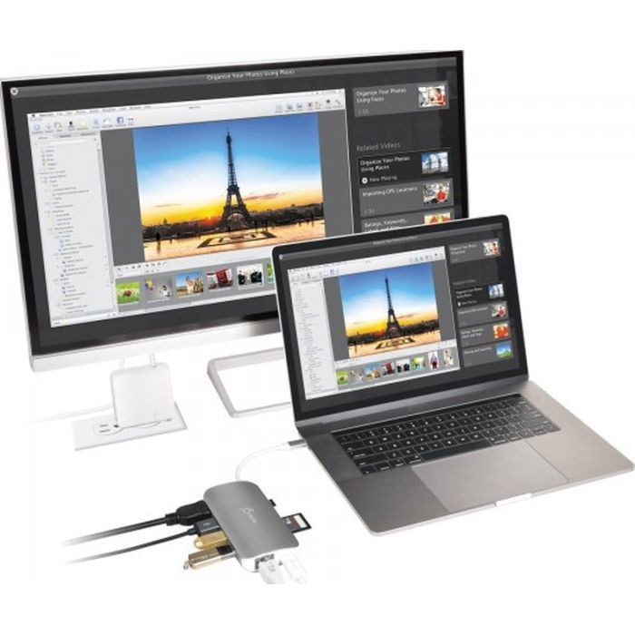 Порт-реплікатор J5create Dock-Station USB-C 9-in-1 (хаб/HDMI/PD/картридер) (JCD383-N) зображення 5