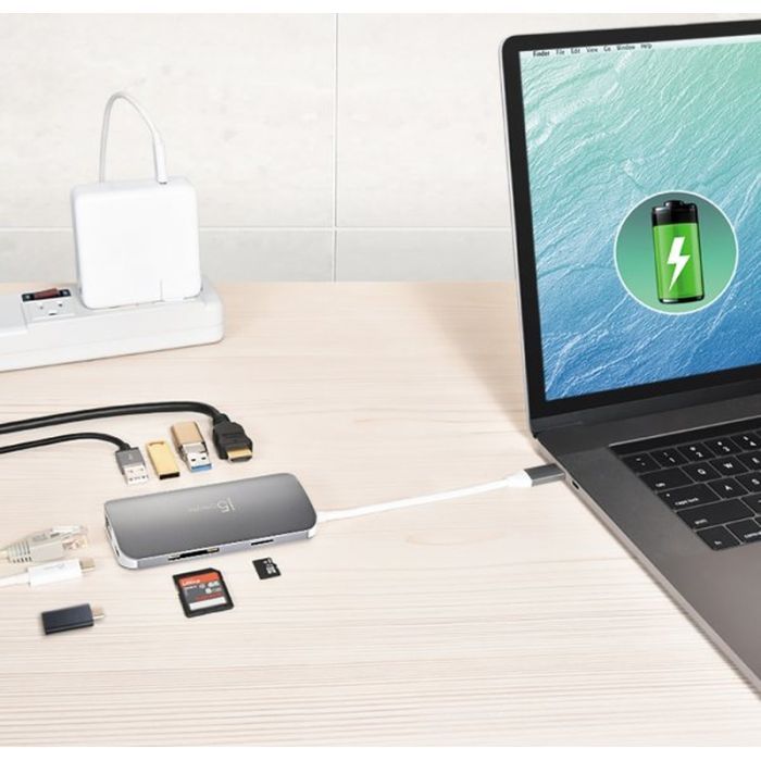 Порт-реплікатор J5create Dock-Station USB-C 9-in-1 (хаб/HDMI/PD/картридер) (JCD383-N) зображення 7