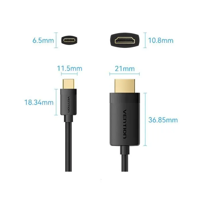 Кабель мультимедийный USB-C to HDMI M 2.0m 4K 60Hz black Vention (CRIBH) изображение 2