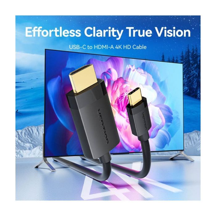 Кабель мультимедийный USB-C to HDMI M 2.0m 4K 60Hz black VENTION (CRIBH) изображение 7