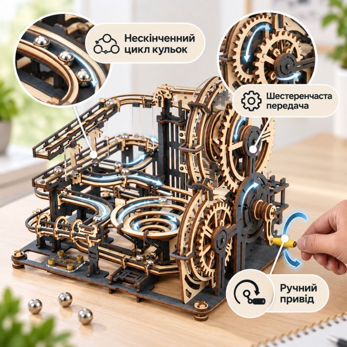 Конструктор Robotime Rokr дерев'яний 3D Мармурове нічне місто (LGA01) зображення 7
