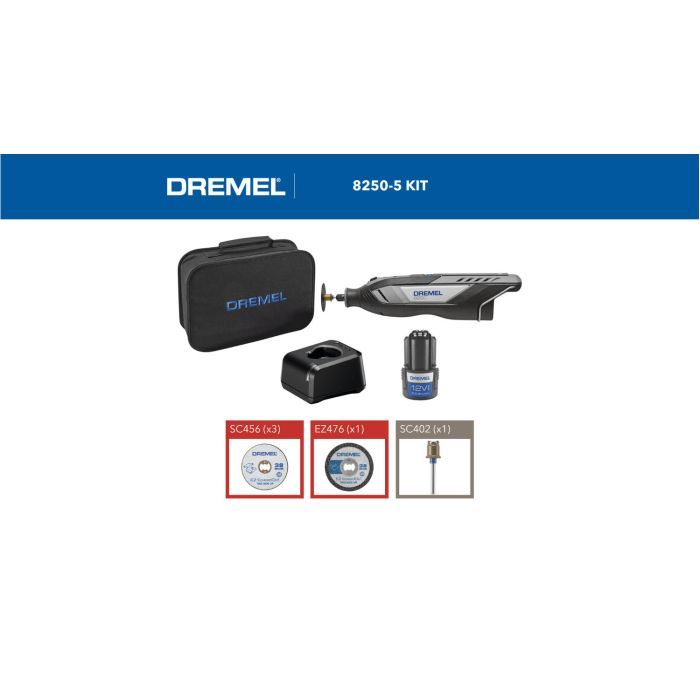 Гравер Dremel 8250-5 12V, 1х2Ah, 5000-30000об/мин, ЗУ, 0.59кг (F.013.825.0JA) изображение 10
