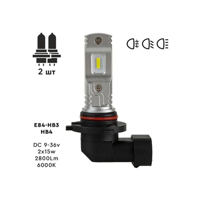 Автолампа PULSO E84-HB3/HB4/ 2835/9-36v/2x15w/2800Lm/6000K (E84-HB3/HB4W) зображення 2