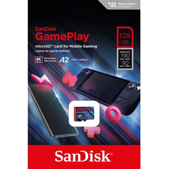 Карта памяти SanDisk 128GB microSD class 10 UHS-I U3 V30 A2 GamePlay (SDSQXAA-128G-GN6XN) изображение 3