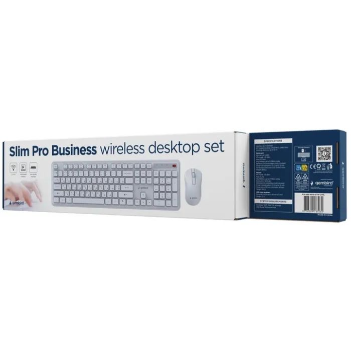 Комплект Gembird Slim Pro Business Wireless White (KBS-WPS-01-W-CYRL) изображение 4