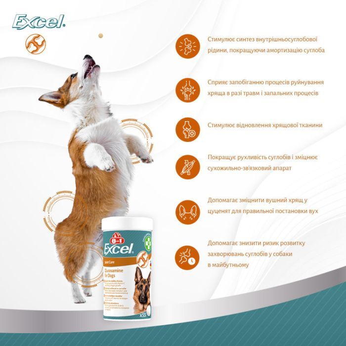 Витамины для собак 8in1 Excel Glucosamine для суставов 55 шт (4048422184058) изображение 10