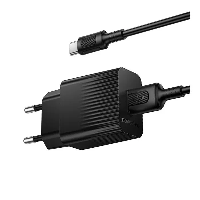 Зарядное устройство BOROFONE BAS71A USB + cable USB to USB-C 2.1A black (6941991122613) изображение 2