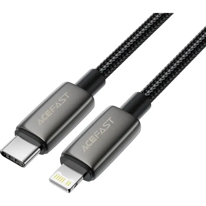 Дата кабель USB 2.0 AM to Lightning 1.2m 30W nylon black Acefast (6974316285410) изображение 2