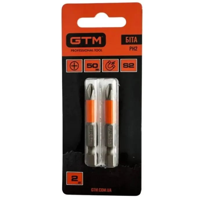 Бита для шуруповерта GTM PH2, 50мм, 2шт. (SB-H2-50B) изображение 2