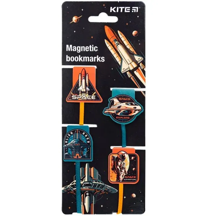 Закладки для книг Kite набор магнитных закладок-ляссе Space (K24-497)