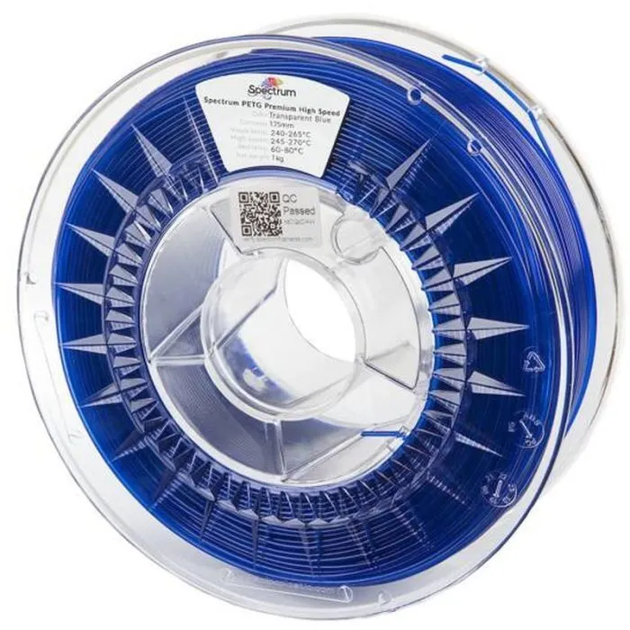 Пластик для 3D-принтера Spectrum PETG Premium HS Transparent 1.75mm 1kg Blue (81550)