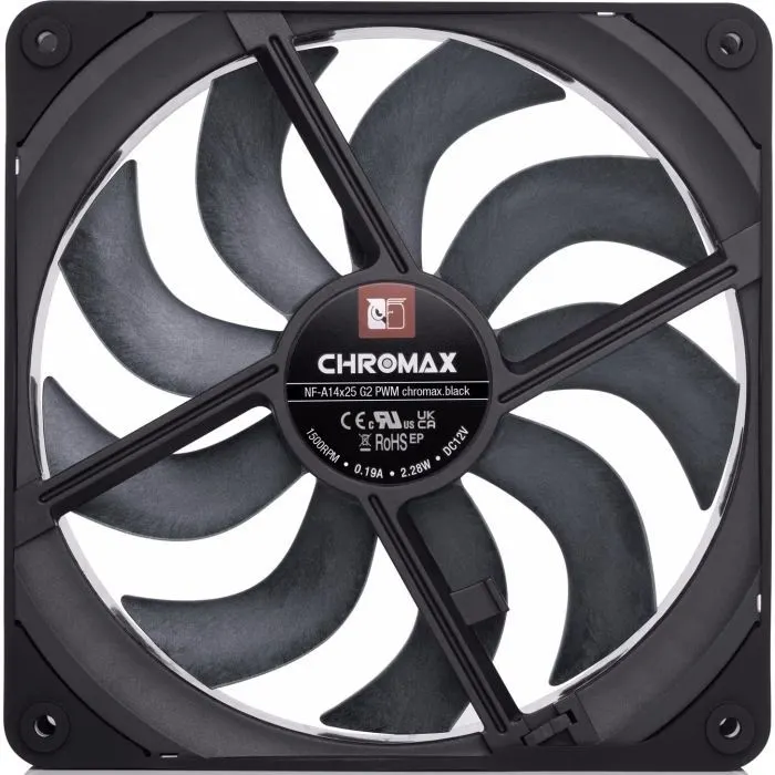 Кулер до корпусу Noctua NF-A14x25 G2 PWM CHROMAX.BLACK зображення 4