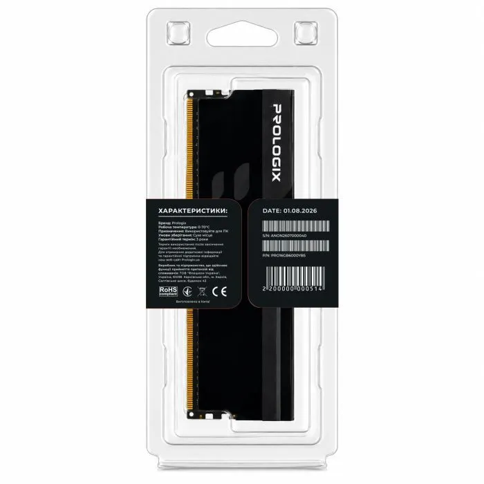 Модуль памяти для компьютера DDR5 16GB 6000 MHz Onyx Black Prologix (PRO16GB6000YB5) изображение 5