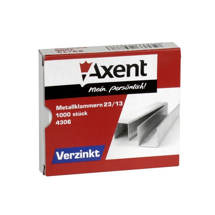 Скобы для канцелярского степлера №23/13, up to 90 sheets, 1000 шт Axent (4306-А)
