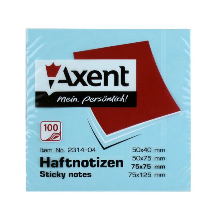 Бумага для заметок Axent with adhesive layer 75x75мм, 100sheets., pastel blue (2314-04-А) изображение 2