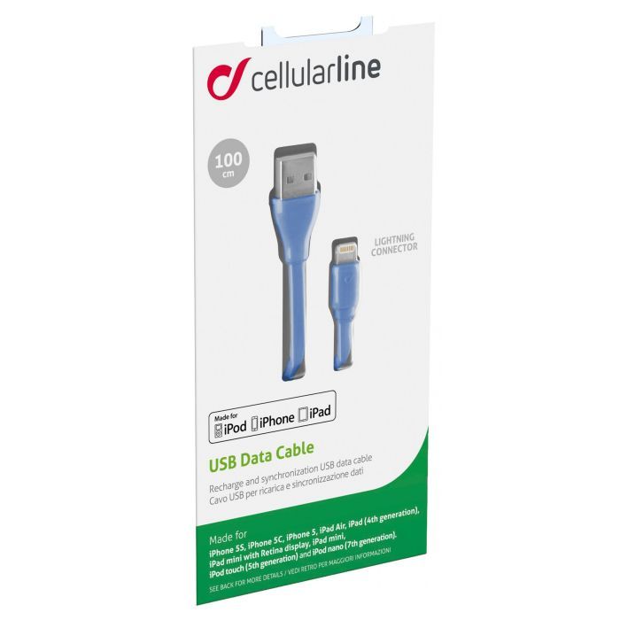 Дата кабель USB 2.0 AM to Micro 5P 1.0m blue Cellularline (USBDATACMICROUSBB) изображение 3