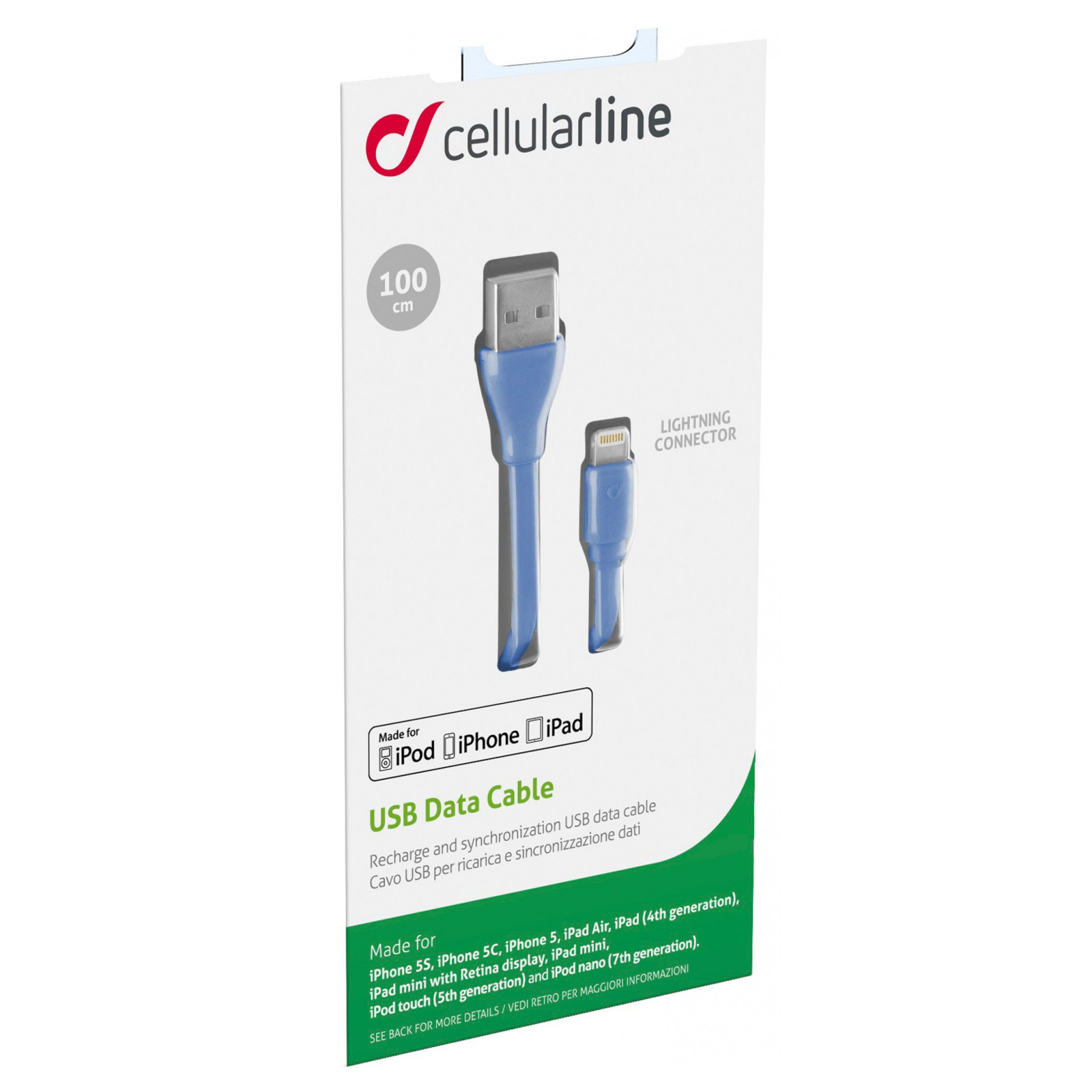 Дата кабель USB 2.0 AM to Micro 5P 1.0m blue Cellularline (USBDATACMICROUSBB) изображение 3