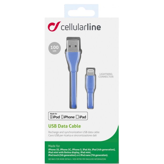 Дата кабель USB 2.0 AM to Micro 5P 1.0m blue Cellularline (USBDATACMICROUSBB) изображение 4