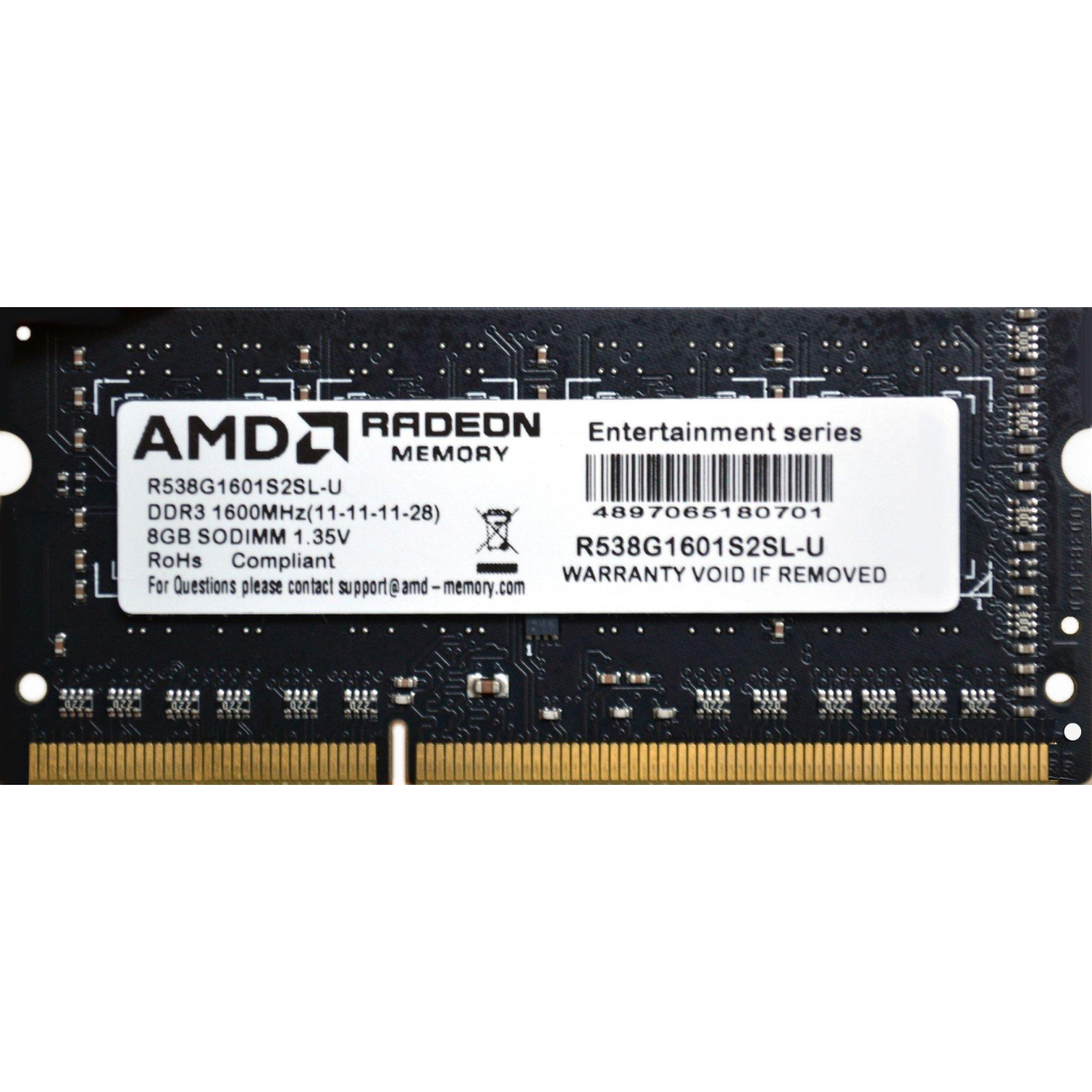 Модуль пам'яті для ноутбука SoDIMM DDR3L 8GB 1600 MHz AMD (R538G1601S2SL-U)