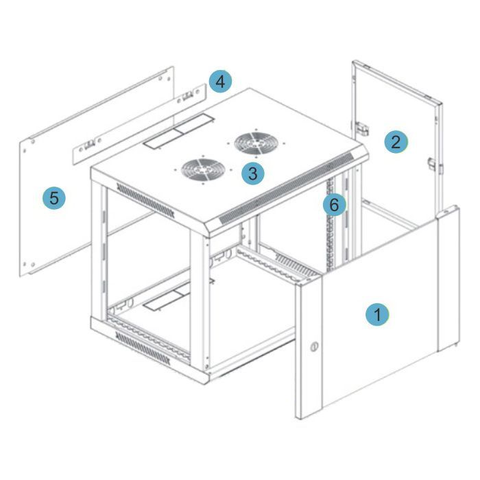 Шкаф настенный Kingda 9U 19" 600x450 RAL9004 (KD-007-6409) изображение 2