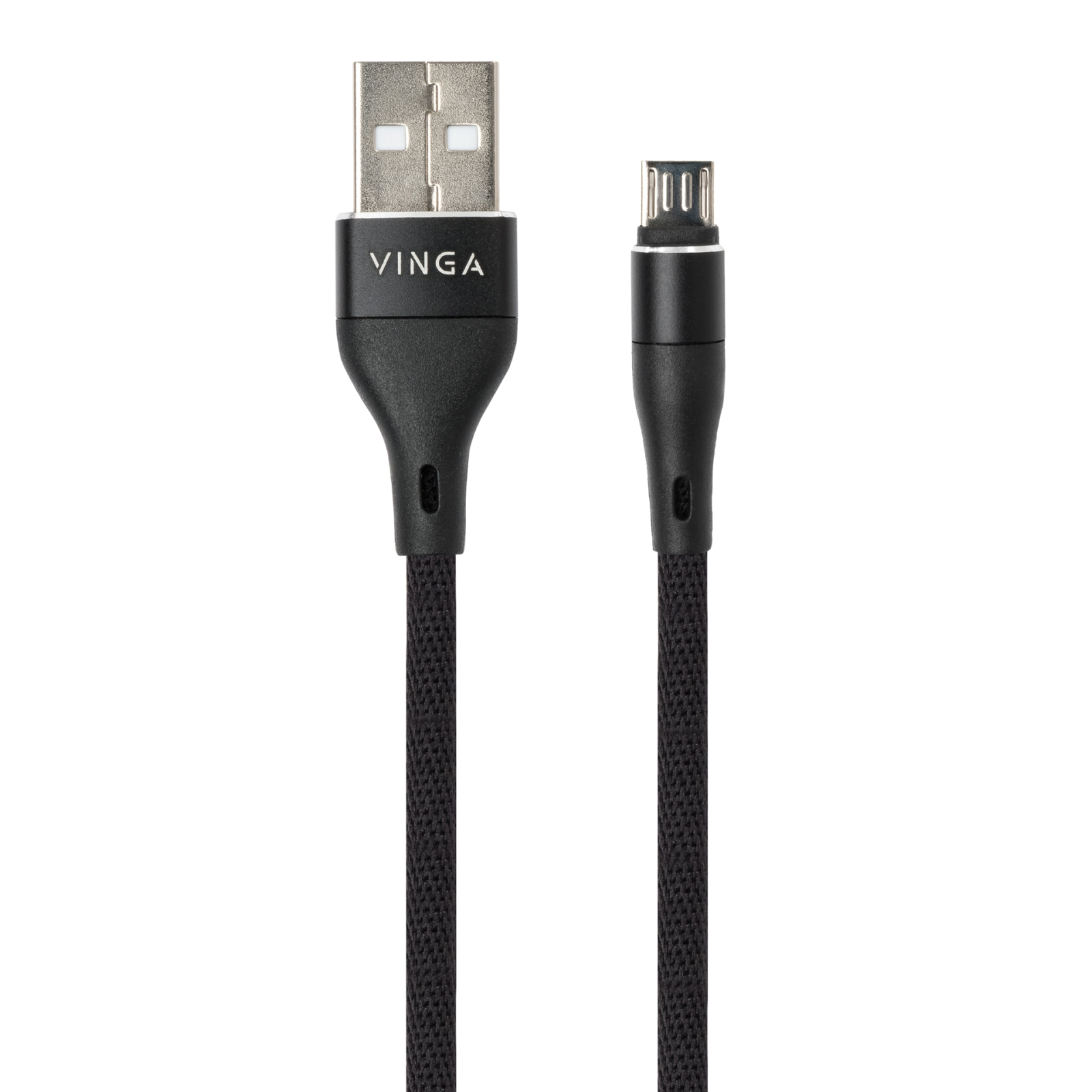 Дата кабель USB 2.0 AM to Micro 5P 1.0m cylindric nylon black Vinga (VCPDCMCANB1BK) изображение 2