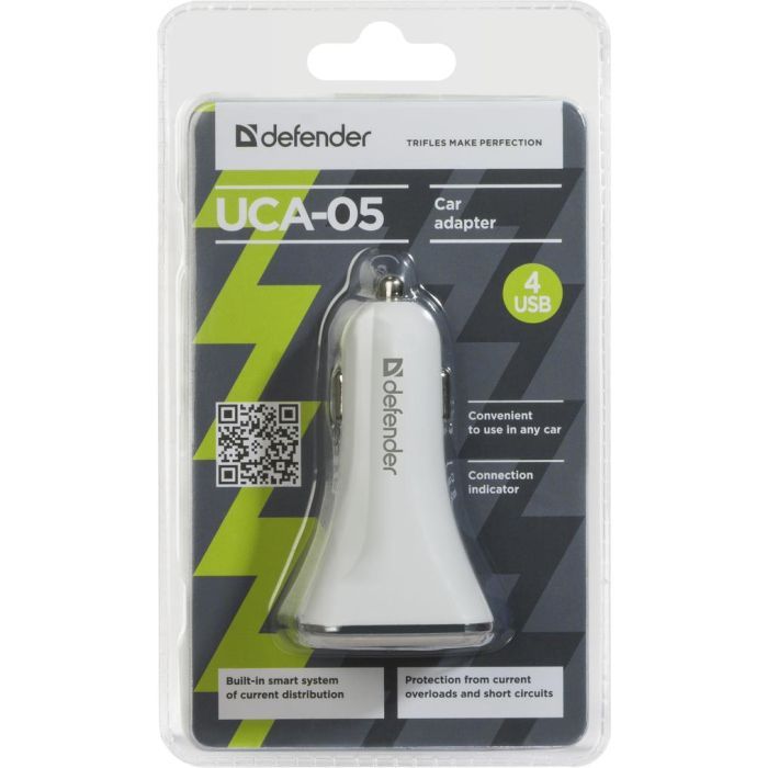 Зарядное устройство Defender UCA-05 авто, 4 порта USB, 5V / 8A (83567) изображение 3