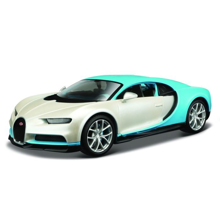 Масштабная модель автомобиля Maisto Bugatti Chiron бело-голубой - тюнинг (1:24) (32509 white/blue)
