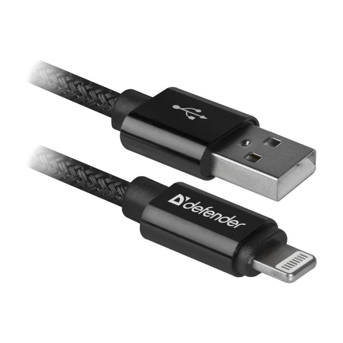 Дата кабель USB 2.0 AM to Lightning 1.0m ACH01-03T PRO Black Defender (87808)