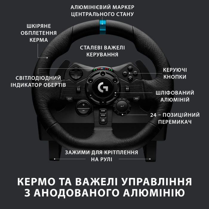 Кермо Logitech G923 Racing Wheel and Pedals for PS4 and PC (941-000149) зображення 6