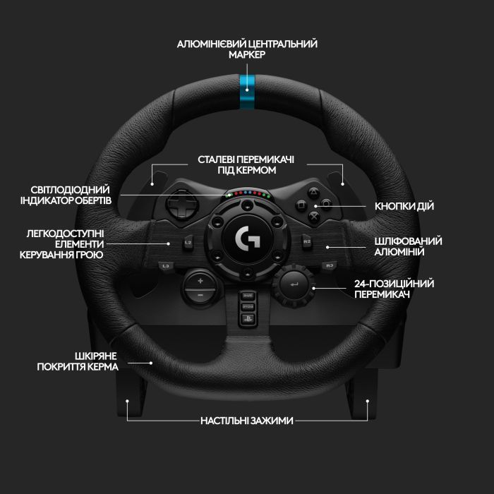 Руль Logitech G923 Racing Wheel and Pedals for PS4 and PC (941-000149) изображение 8