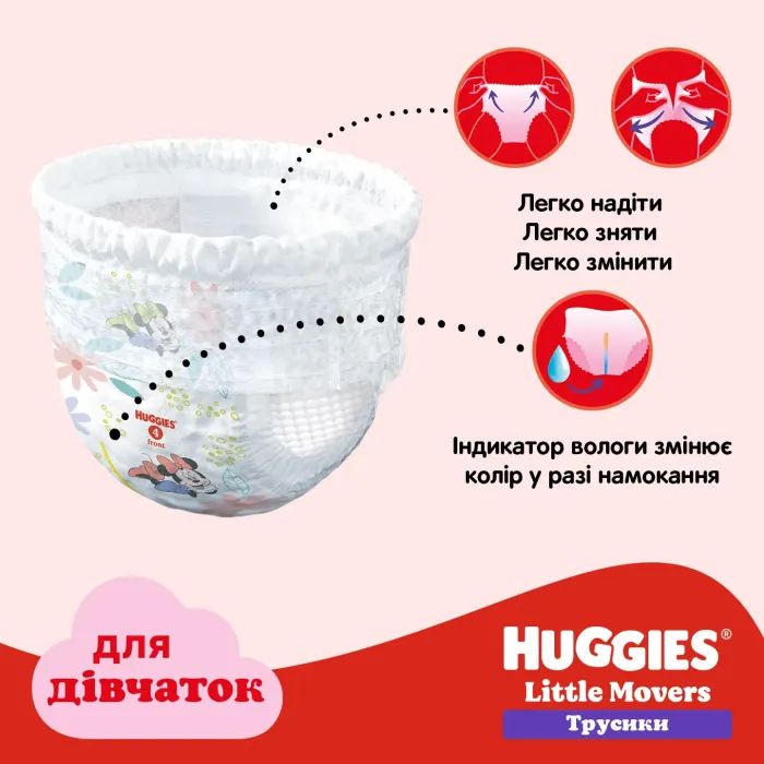 Подгузники Huggies Little Movers/Pants 5 (12-17 кг) для девочек 96 шт (5029054568170) изображение 11