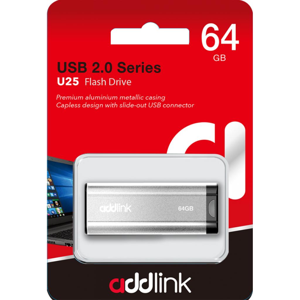 USB флеш накопитель AddLink 64GB U25 Silver USB 2.0 (ad64GBU25S2) изображение 4