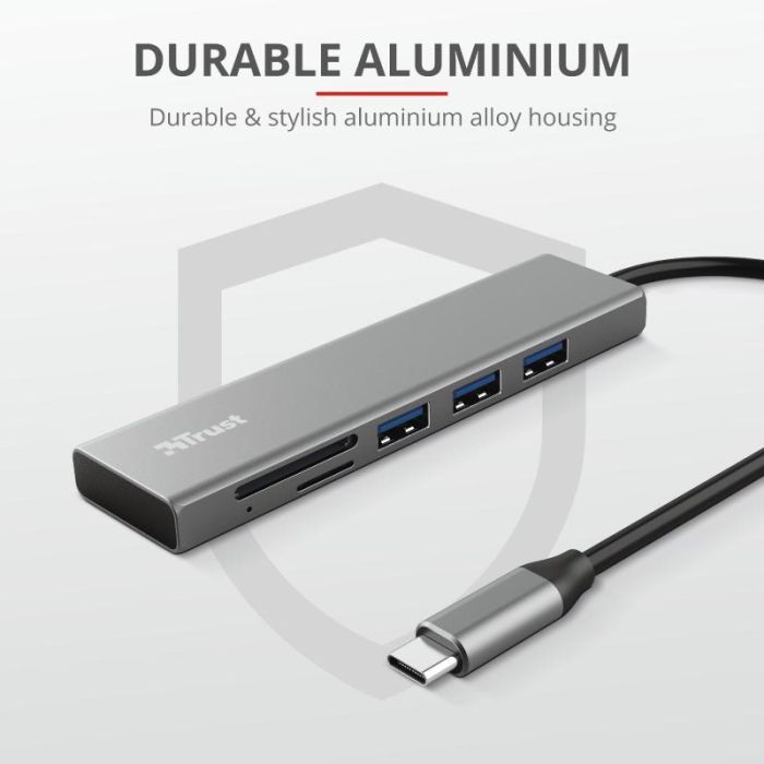 Концентратор Trust HALYX FAST 3USB+CARD READER USB-C ALUMINIUM (24191_TRUST) изображение 10