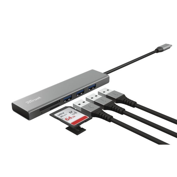 Концентратор Trust HALYX FAST 3USB+CARD READER USB-C ALUMINIUM (24191_TRUST) изображение 5
