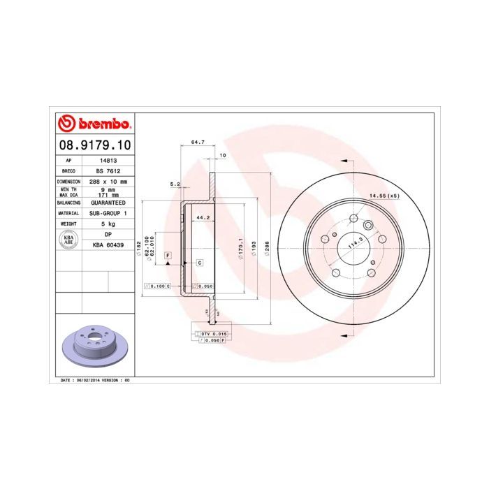 Тормозной диск Brembo 08.9179.10