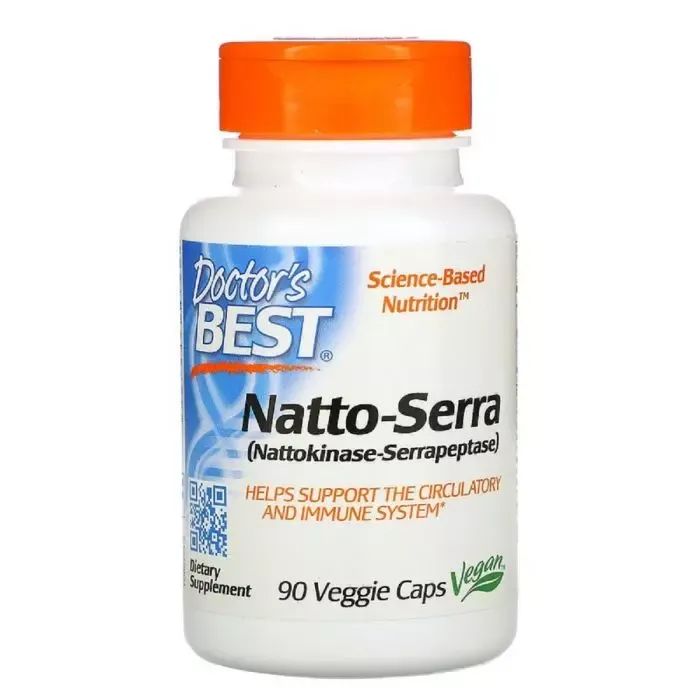 Пробіотики Doctor's Best Наттокіназа і Серрапептаза, Natto-Serra, 90 вегетаріанських (DRB-00294)