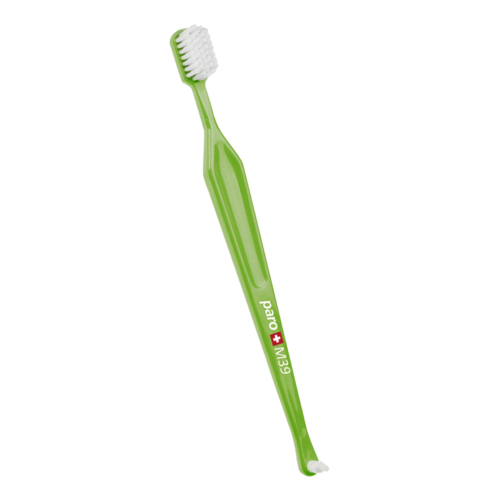 Зубная щетка Paro Swiss M39 средней жесткости зеленая (7610458007167-green)