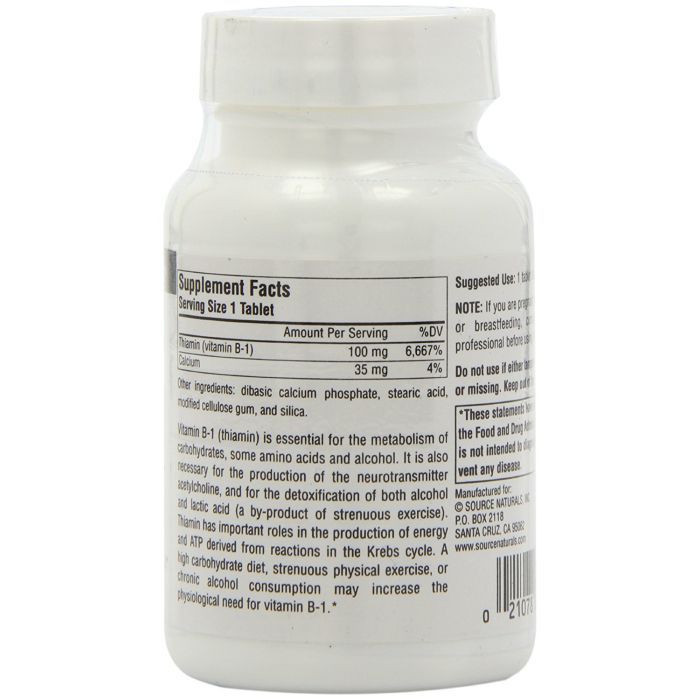 Витамин Source Naturals Витамин В-1 100мг, 100 таблеток (SN0407) изображение 2