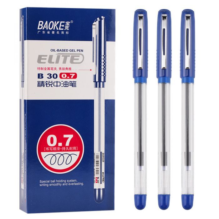 Ручка масляна Baoke 0.7 мм, з грипом синя Elite (PEN-BAO-B30-BL) зображення 2