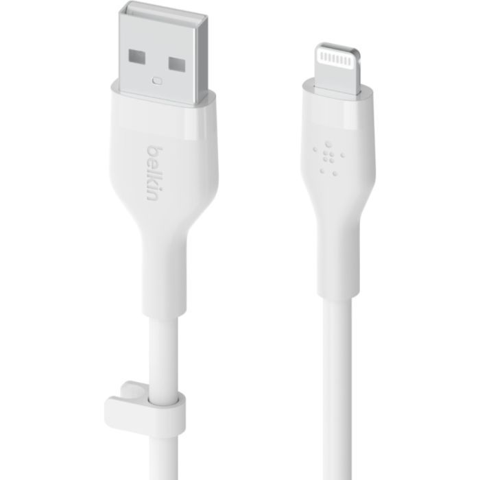 Дата кабель USB 2.0 AM to Lightning 1.0m SILICONE white Belkin (CAA008BT1MWH) изображение 2