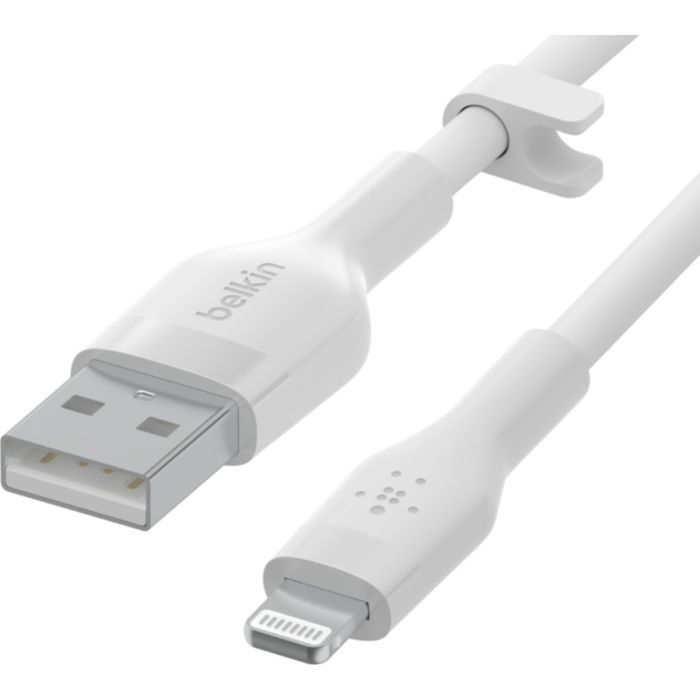 Дата кабель USB 2.0 AM to Lightning 1.0m SILICONE white Belkin (CAA008BT1MWH) изображение 3