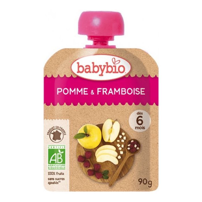 Детское пюре BabyBio органическое из яблок и малины 90 г (3288130540161)