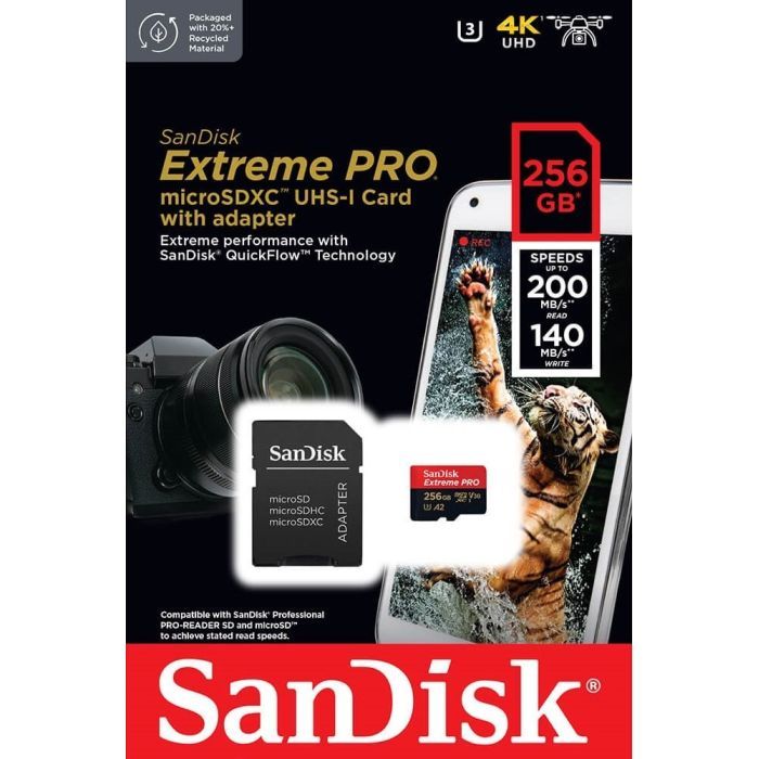 Карта памяти SanDisk 512 GB microSDXC UHS-I U3 Extreme Pro+SD Adapter (SDSQXCD-512G-GN6MA) изображение 5