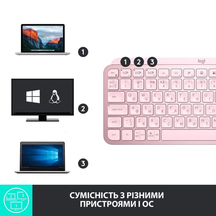 Клавиатура Logitech MX Keys Mini Wireless Illuminated UA Graphite (920-010498) изображение 7