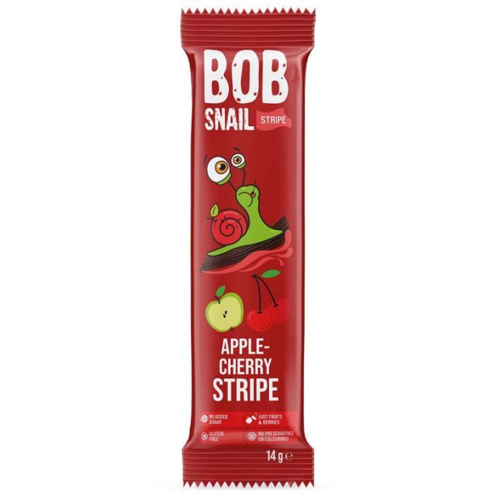 Цукерка Bob Snail Равлик Боб Яблуко-Вишня, страйп, 14 г (4820206080622)