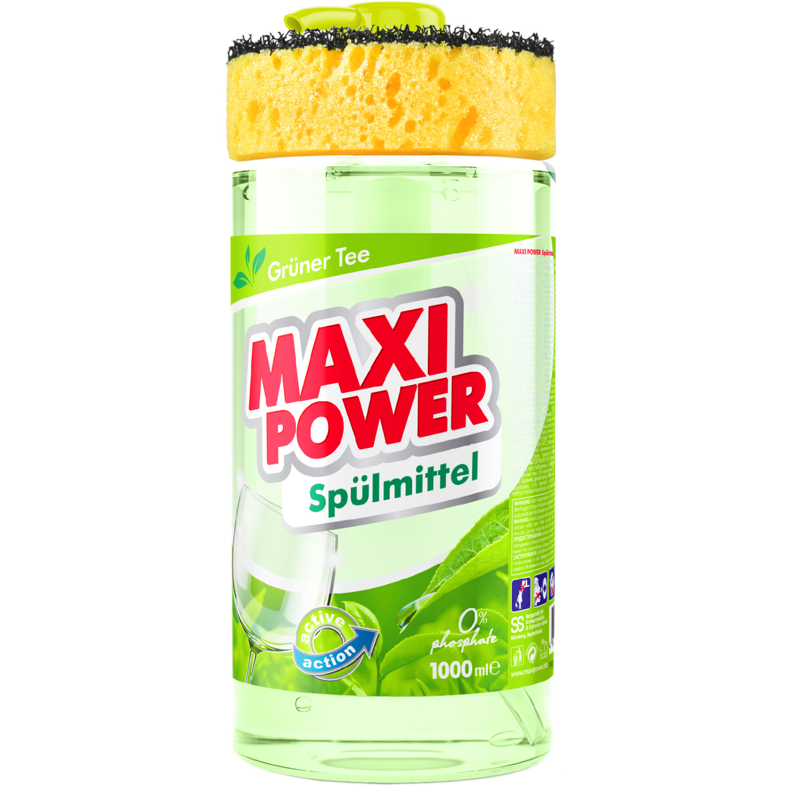 Засіб для ручного миття посуду Maxi Power Зелений чай 1000 мл (4823098411789)