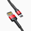 Дата кабель USB 2.0 AM to Lightning 1.0m Cafule Special Edition 2.4A Black-Red Baseus (CALKLF-G91) изображение 3