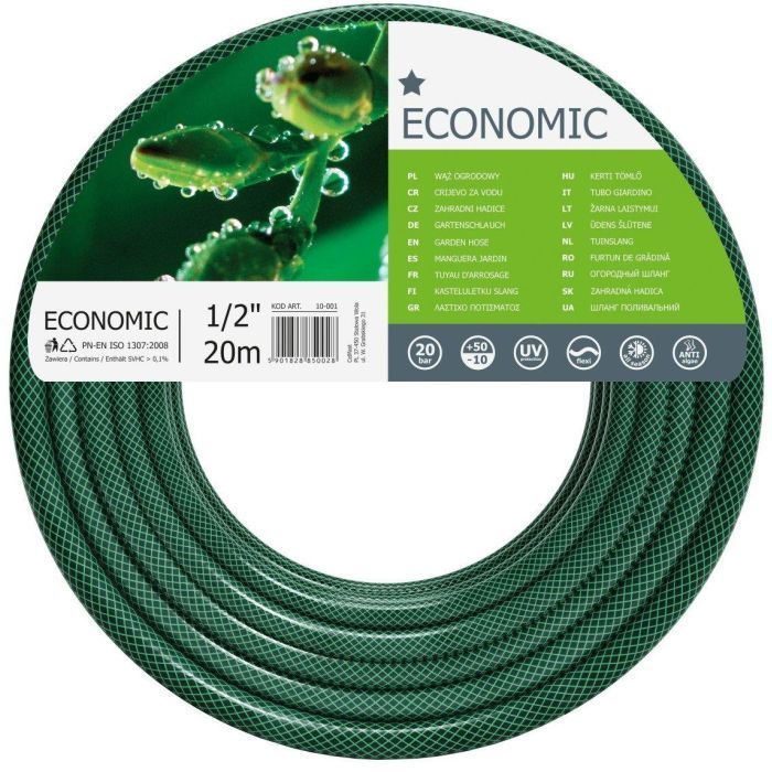 Поливочный шланг Cellfast ECONOMIC, 1/2", 50м, 3 слоя, до 20 Бар, -10…+50°C (10-003)