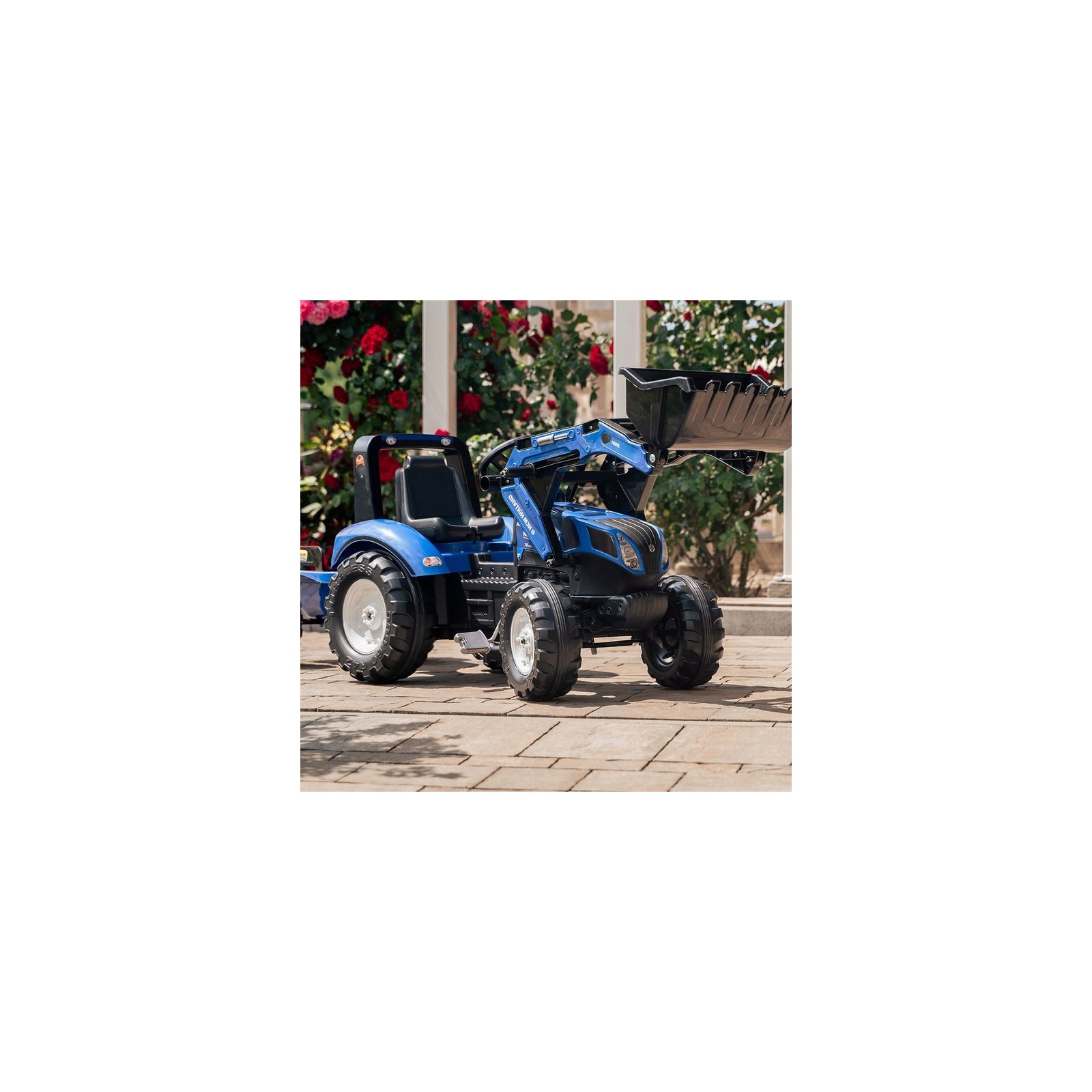 Веломобіль Falk трактор на педалях з причепом та переднім ковшем Синій (3090M) зображення 2