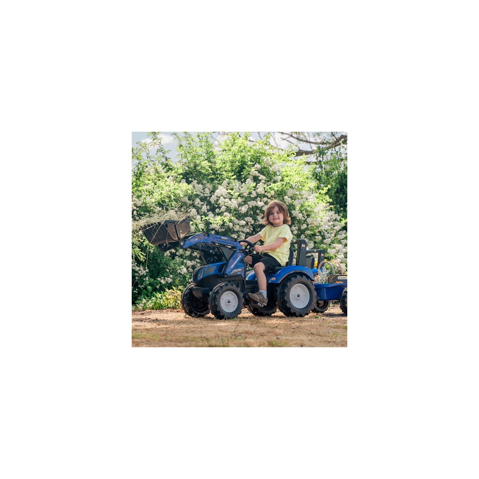 Веломобиль Falk трактор на педалях с прицепом и передним ковшом Синий (3090M) изображение 3